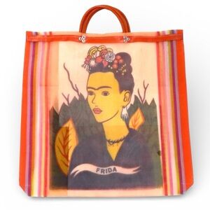 Artistic Frida Kahlo Orange Tote Bag